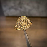 Anillo Corona Aro RX 2.6gr T7 1/2 Circones Blancos Oro Amarillo