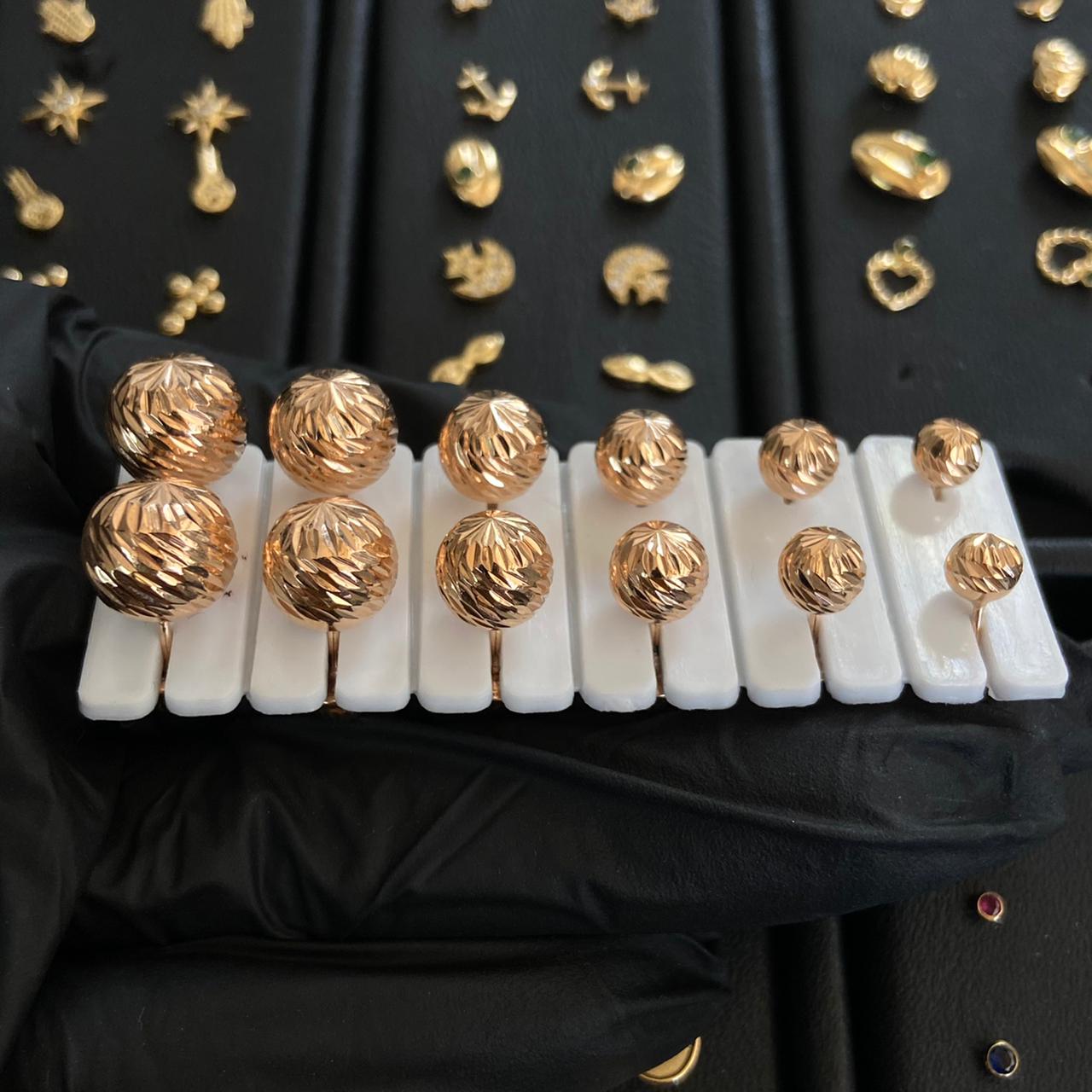Topos Bola 9mm 1,4gr Diamantada Oro Rosa