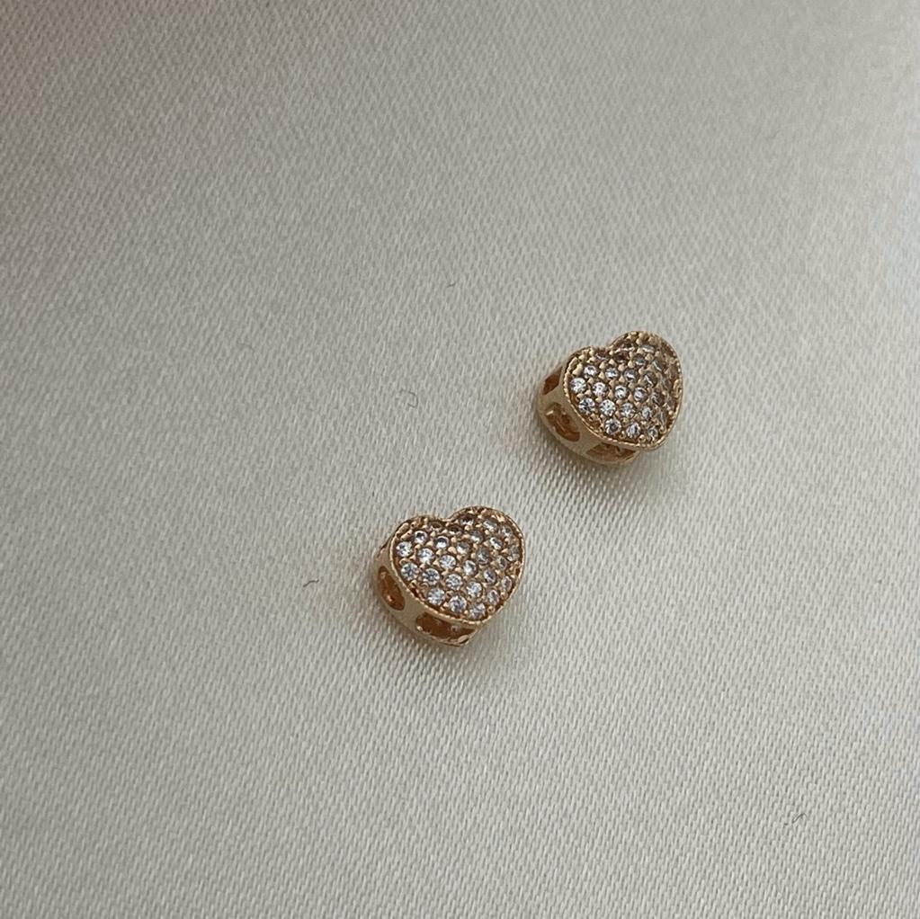 Herraje Corazón 1.1gr Oro Amarillo Circones Blancos