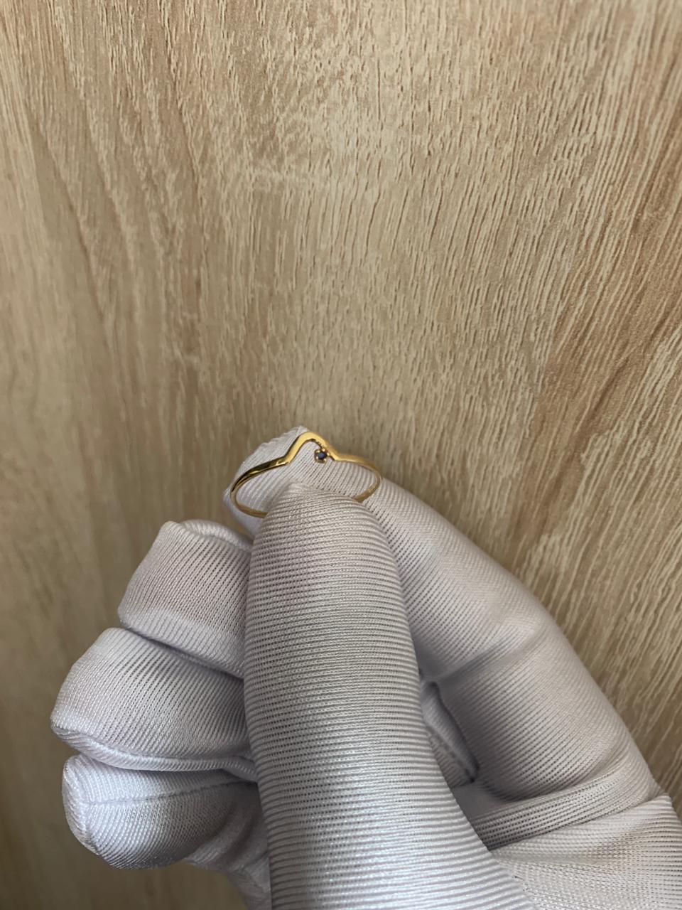 Anillo V 0,6gr-T8 1/4 Circón Azul