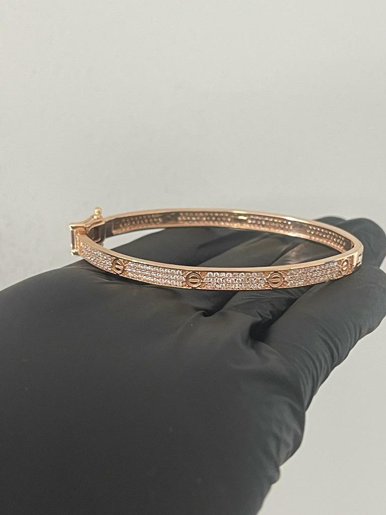 Pulso Aro Ct 13.8gr / 17cm Circones Blancos Oro Rosa