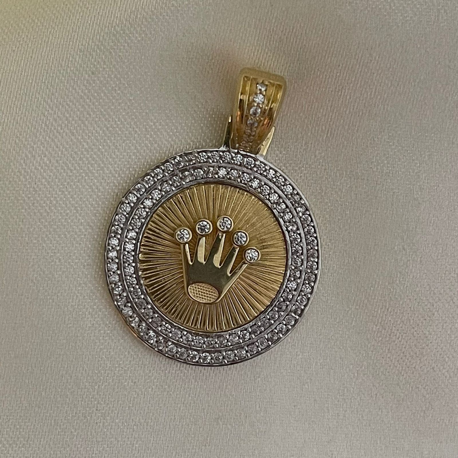 Dije Corona Rx 9.75gr Medalla Dos Oros