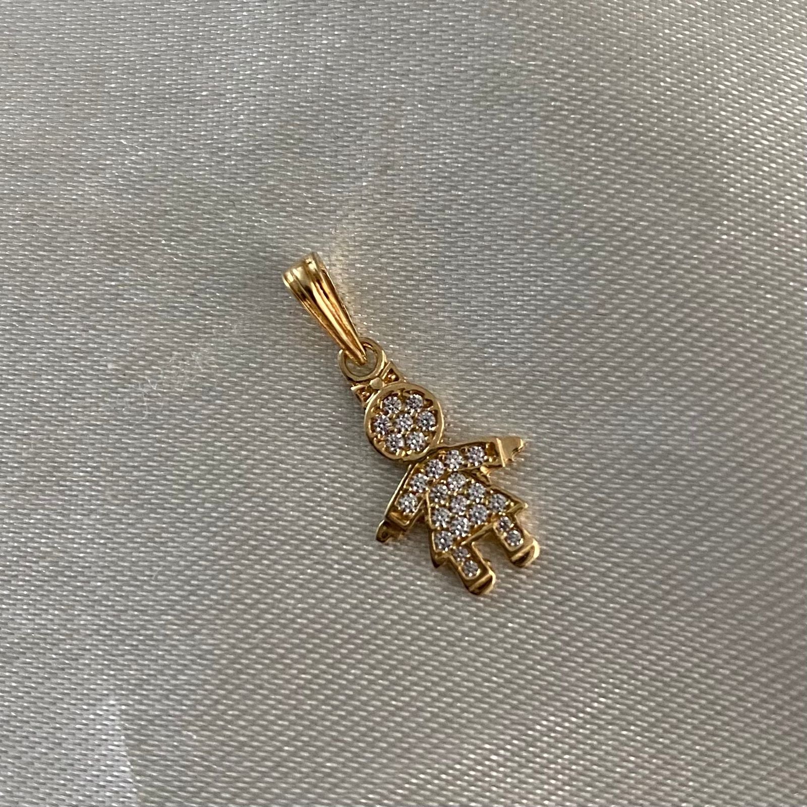 Dije Niña 0.8gr Circones Blancos Oro Amarillo