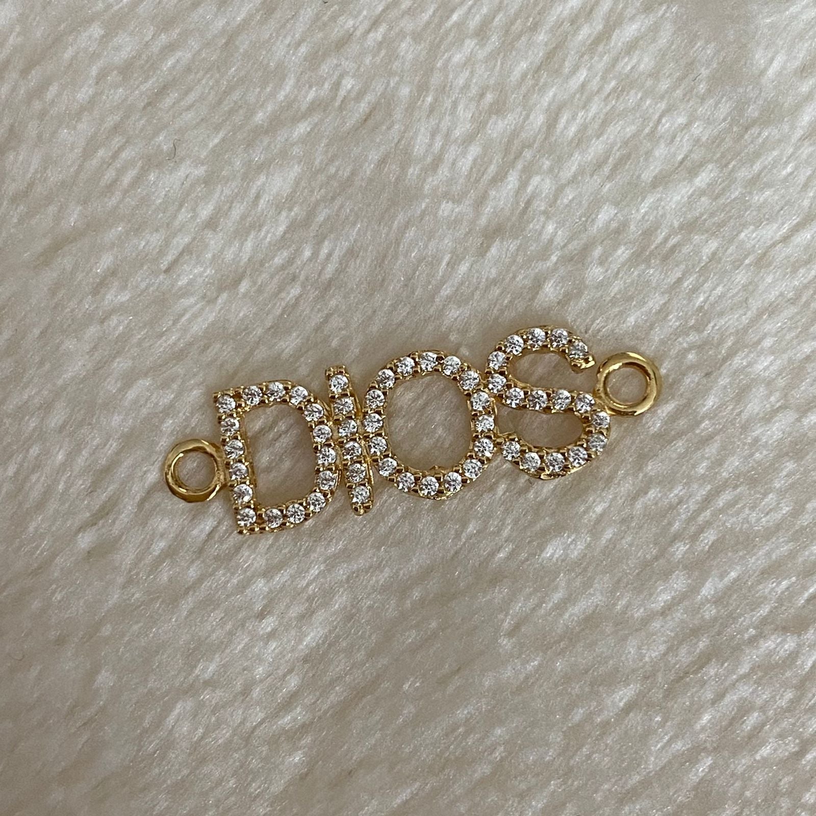 Herraje Dios 1.3gr Oro Amarillo Circones Blancos