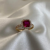 Anillo Solitario Halo 2.8gr-T5 Circones Rojos Blancos Oro Amarillo