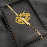 Pulso Aro Seguido Doble 1.4gr/15cm Bebe Placa Curva Bordada Oro Amarillo