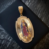 Dije Virgen Guadalupe 18.55gr/6.7cm Circon Azul Oro Amarillo