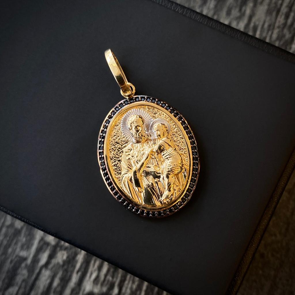 Dije San José 9.3gr/4.0cm Medalla Oro Amarillo Circones Negros