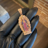 Dije Virgen de Guadalupe 9.6gr / 4.8cm Circones Azules Fucsias Blancos Oro Rosa