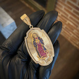 Dije Virgen Guadalupe 18.55gr/6.7cm Circon Azul Oro Amarillo