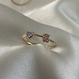 Anillo Corazon Oso Ts 0.85gr-T8 1/4 Circones Blancos Dos Oros Amarillo Blanco