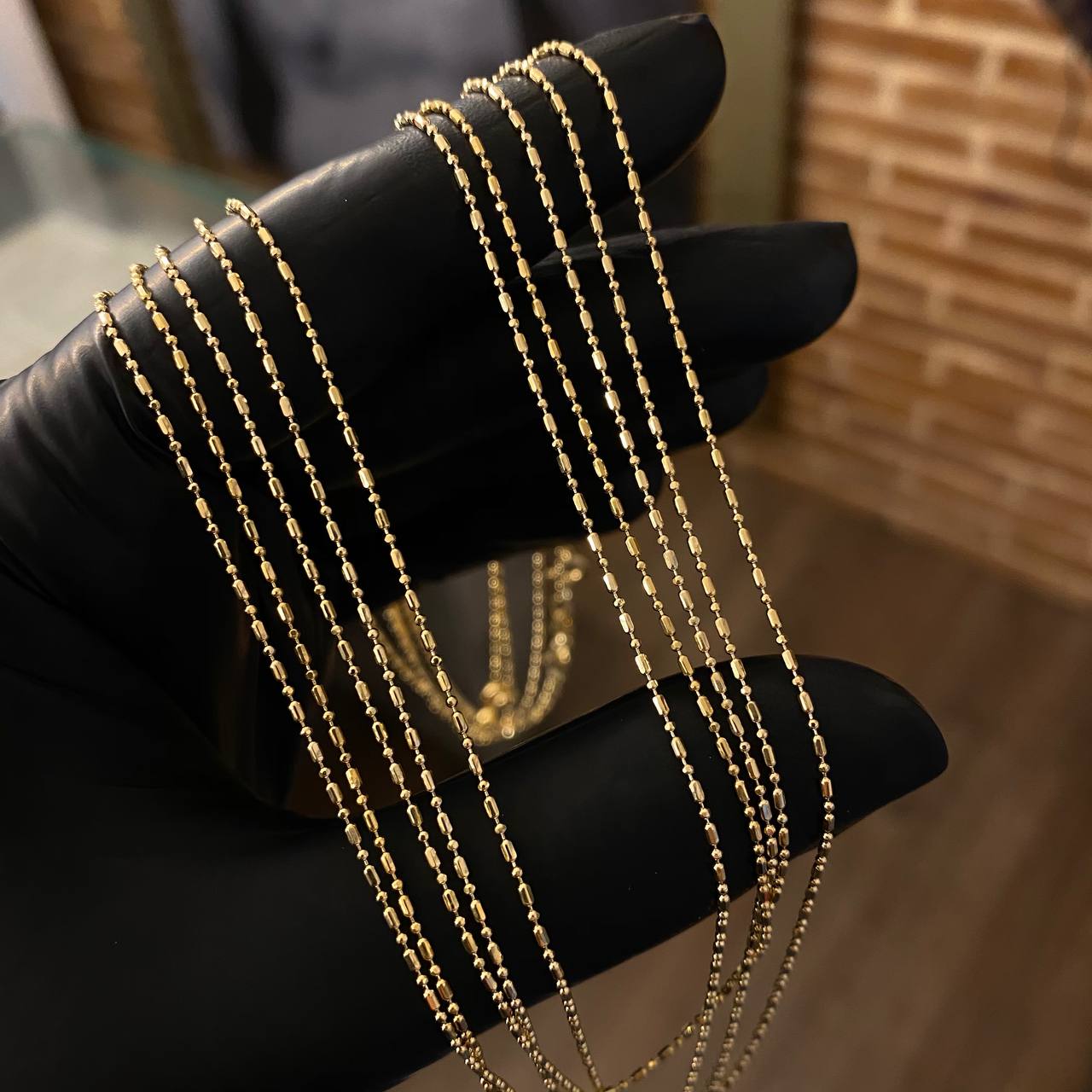 Cadena Morse 2.3gr / 50cm Bola Cilindro Oro Amarillo +3