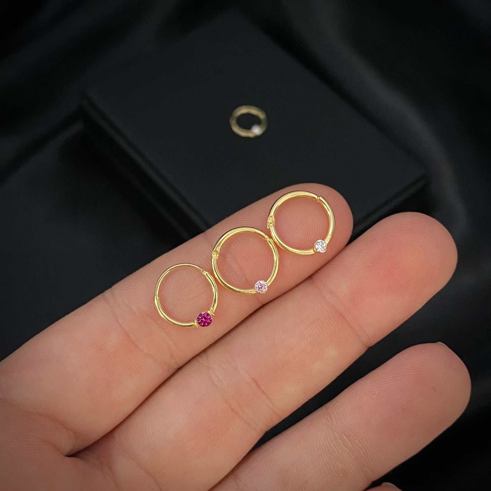 Piercing Aro 11.2mm Circon Fucsia Oro Amarillo (Joya)
