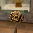 Anillo Simbolo Dolar 11.55gr-T8 1/2 Circones Negros Oros Amarillo