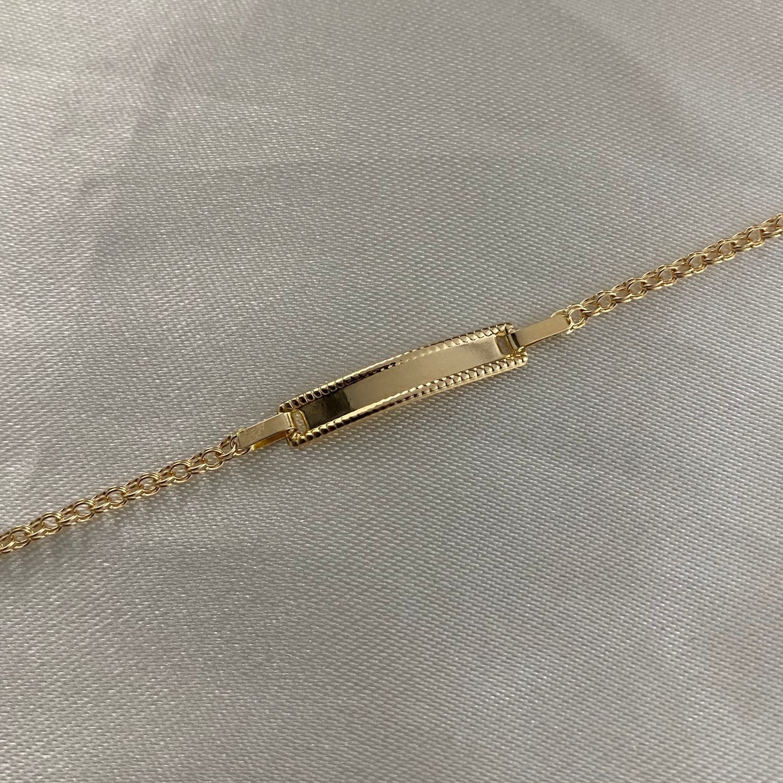 Pulso Aro Seguido Doble 1.4gr/15cm Bebe Placa Curva Bordada Oro Amarillo