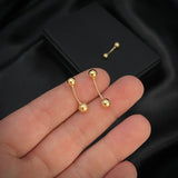 Piercing Ombligo 9.5mm Bolas 5.5mm-4.5mm Oro Amarillo (Joya)