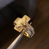 Anillo Cristo Cruz 5.5gr / T10 1/4 Texturizado Oro Amarillo