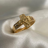 Anillo Cristo INRI 3.4gr-T9 3/4 Texturizado Oro Amarillo*