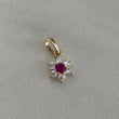 Dije Flor 0.65gr/1.3cm Circones Fucsia Blancos Oro Amarillo