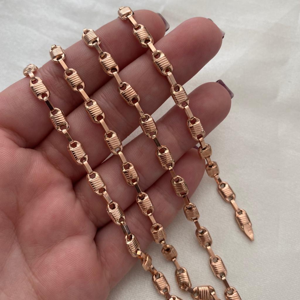 Cadena Rustica Canotillo 12.3gr/60cm Oro Rosa