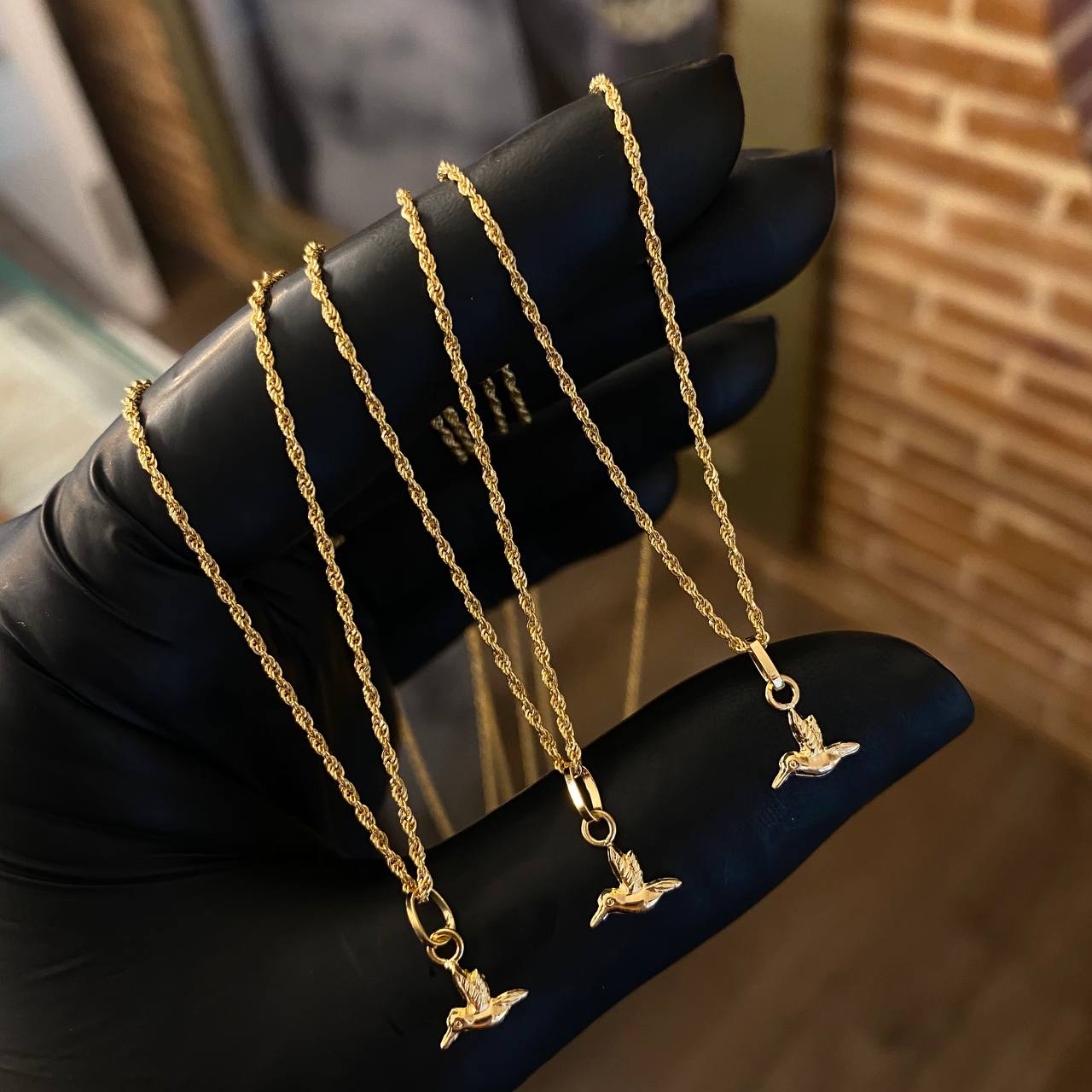 ¡¡OFERTA!! Set Cadena Lazo 0.9gr 45cm + Dije Colibri 0.2gr 1.3cm