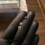 Piercing Ombligo 11mm Corazon Bola 3mm Circon Blanco Oro Amarillo (Joya)