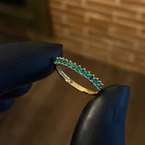 Anillo Linea 1.7gr T7 1/4 Circones Verdes Oro Amarillo