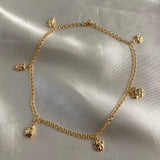 Tobillera Aro Seguido Doble 3.3gr/25cm "Abeja-Raton-Oso-Mariquita-Buho-Tortuga" Oro Amarillo