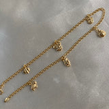 Tobillera Aro Seguido Doble 3.3gr/25cm "Abeja-Raton-Oso-Mariquita-Buho-Tortuga" Oro Amarillo