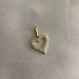 Dije Corazon Silueta 0,8gr Circones Blancos Oro Amarillo
