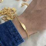 Pulso Aro Seguido Doble 1.15gr/13cm Placa Bebe Oro Amarillo