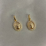 Dije Virgen Guadalupe 0,65gr Circones Blancos Oro Amarillo