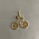 Dije Ciclista Bicicleta 1,3gr Circones Blancos Oro Amarillo