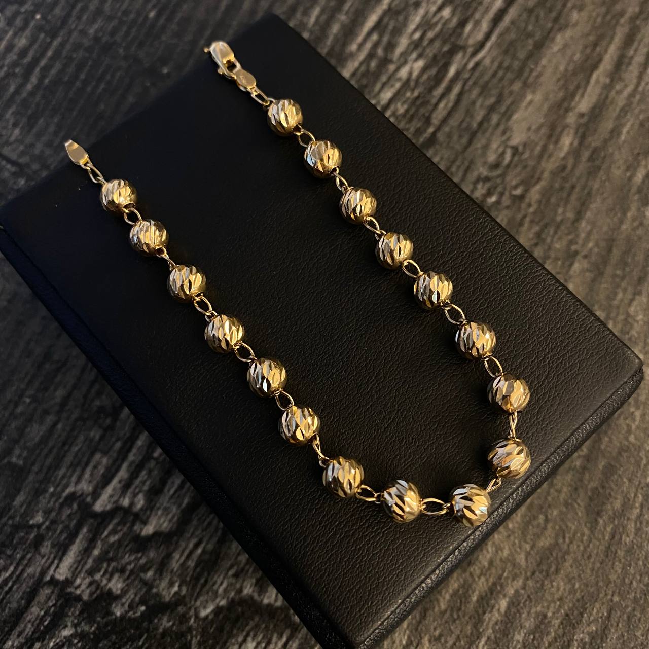 Pulso Militar 5.75gr / 17.5cm Bola 6mm Diamantada Oro Amarillo
