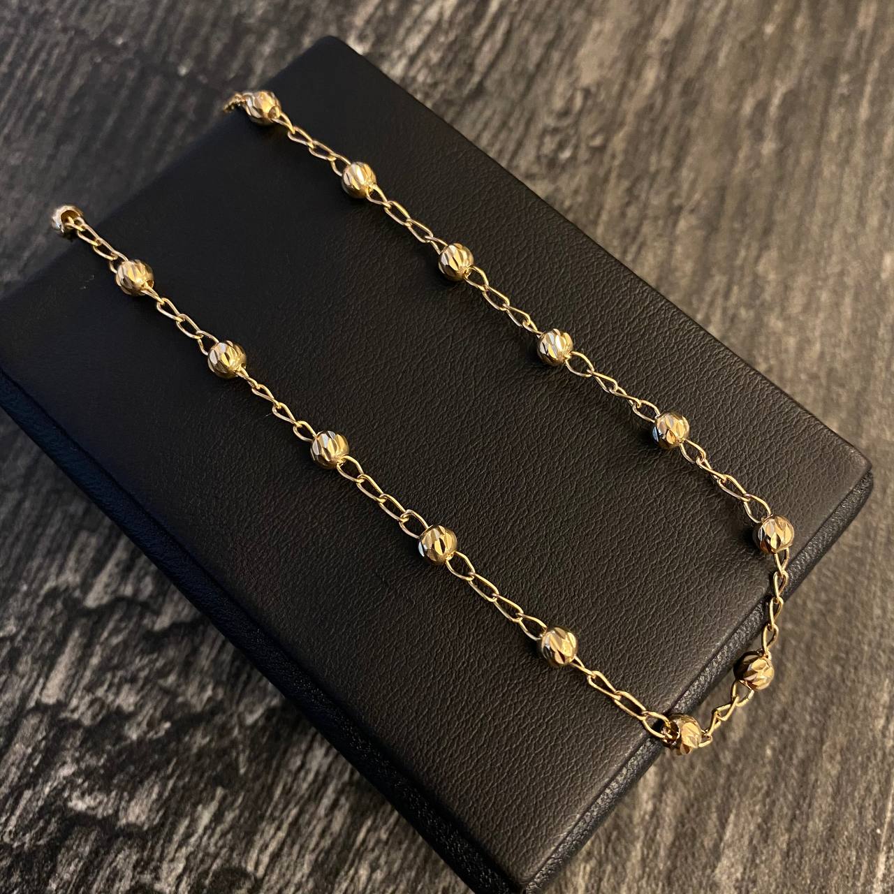 Tobillera Militar 3.55gr/23.5cm Bola 4mm Diamantado Oro Amarillo