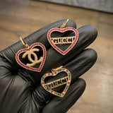 Dije GC 2.25gr/3cm Corazon Circones Fucsia Oro Rosa