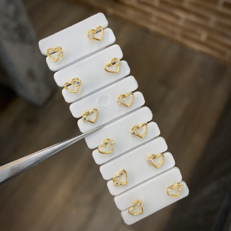 Topos Corazon 0.6gr Circon Blanco Oro Amarillo*
