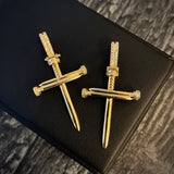 Dije Cruz Clavo 3.8gr / 4.6cm Circones Blancos Oro Amarillo
