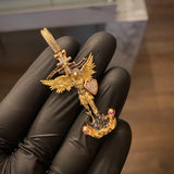 Dije San Miguel Arcangel 8.65gr/5.5cm Circones Blancos Rojos Negros Tres Oros