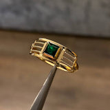 Solitario 1.75gr-T8 3/4 Anillo Circon Verde Oro Amarillo