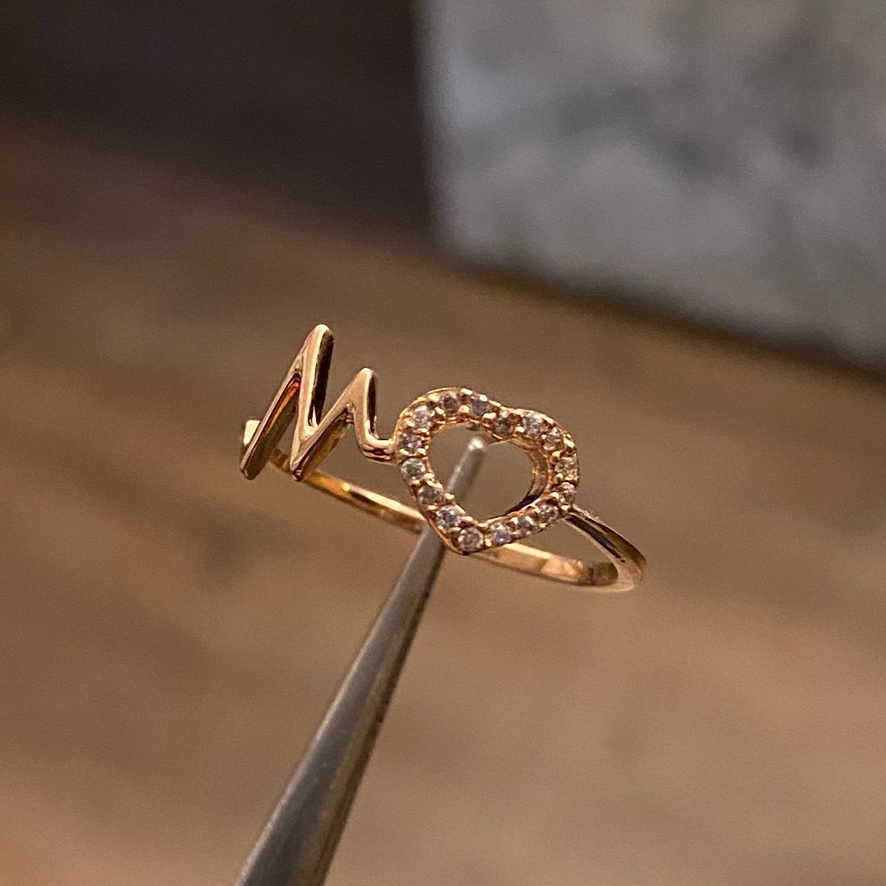 Anillo Latido Corazon 1.6gr-T7 1/4 Circones Blancos Oro Rosa*