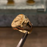Anillo Rostro de Cristo 16.5gr-T9 Mate Circones Blancos Oro Amarillo*