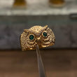 Anillo Buho 7.6gr-T9 1/2 Circones Blancos y Verdes Oro Amarillo*