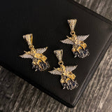 Dije San Miguel Arcángel 2.9gr/2.5cm Circones Blancos Dos Oros Amarillo Blanco