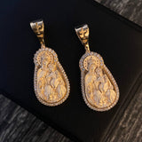 Dije Virgen del Carmen 10.65gr/4cm Mate Circones Blancos Oro Amarillo