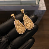 Dije Virgen del Carmen 10.65gr/4cm Mate Circones Blancos Oro Amarillo
