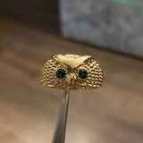 Anillo Buho 6.2gr-T9 1/2 Circones Blancos y Verdes Oro Amarillo*