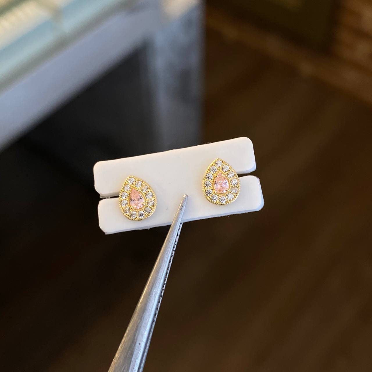 Topos Pera 0.85gr/1cm Circones Blancos y Rosa Oro Amarillo