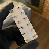 Topos Flor 0.7gr/1cm Circones Blancos y Verdes Oro Amarillo