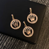 Dije Corona RX 2gr / 2.4cm Circulo Circones Blancos Oro Rosa
